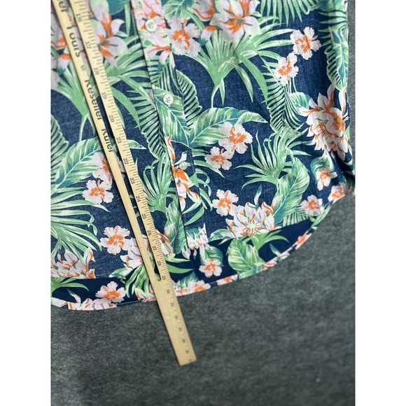 Chubbies Mens Short Sleeve Hawaiian‎ Floral Shirt Navy Orange Green Size Small - Picture 13 of 14